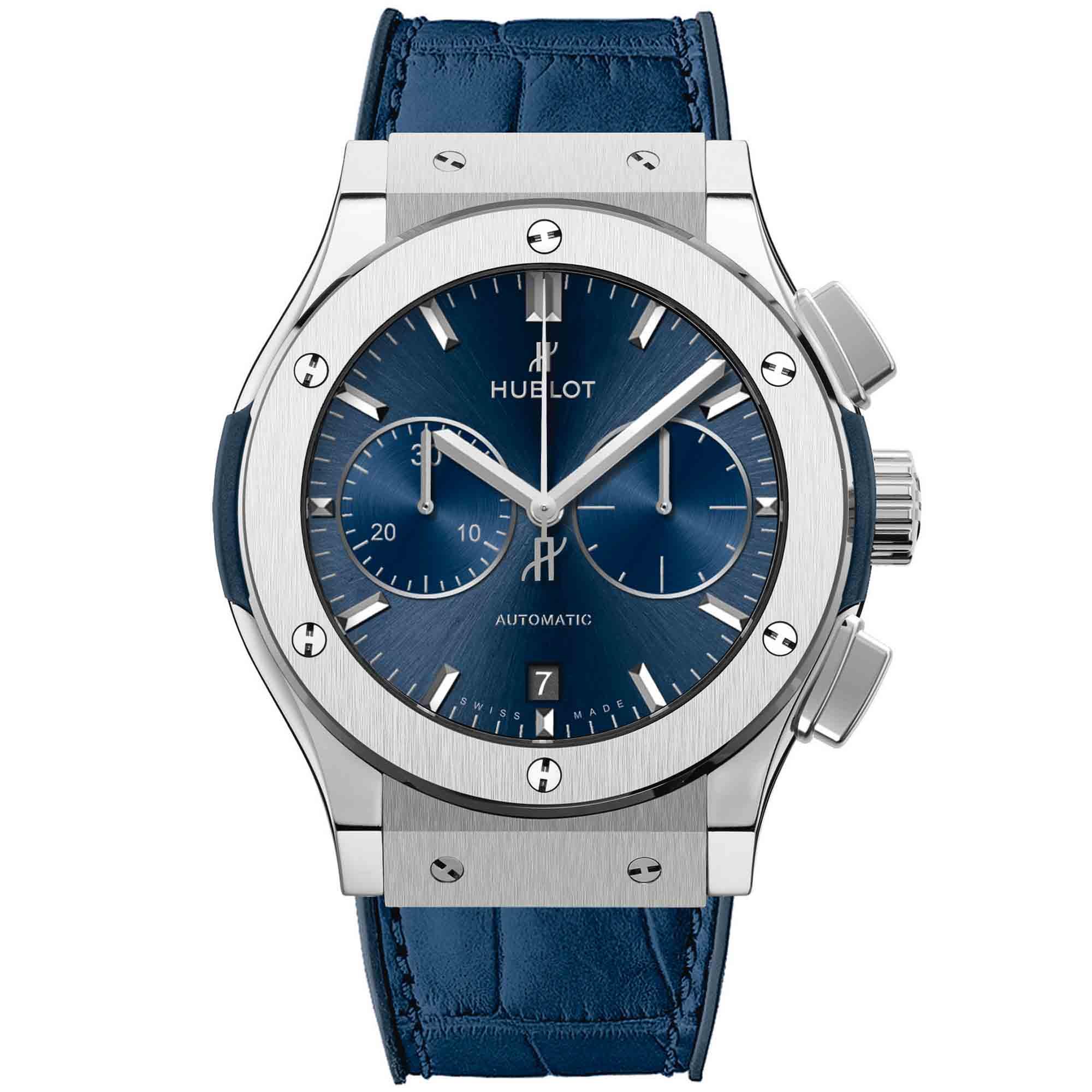 Hublot classic fusion blue chronograph titanium hotsell
