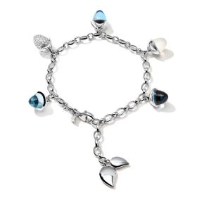 Armschmuck, Weißgold, Tamara Comolli MIKADO Flamenco Charm Armband Ocean mit Diamond Pavé  B-MFL-Ch-Oce-p-wg