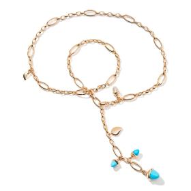 Halsschmuck, Roségold, Tamara Comolli MIKADO Collier Delicate Türkis mit Diamond Pavé  N-M-Del51-Tur-p-rg