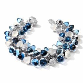 Armschmuck, Weißgold, Tamara Comolli MIKADO Flamenco Armband Ocean mit Diamond Pavé  B-MFL-Oce-p-wg