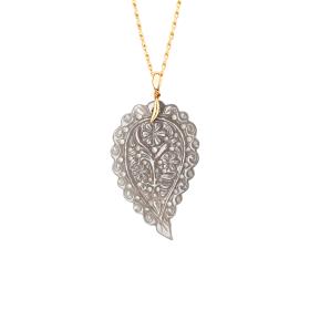 Gelbgold, Halsschmuck, Tamara Comolli INDIA Anhänger large Grauer Chalcedon P-IND-l-Gre-yg