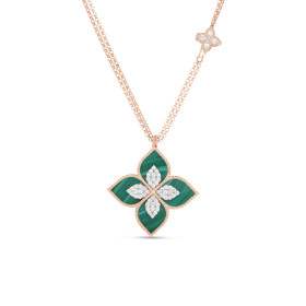         Weißgold, Halsschmuck, Roberto Coin Princess Flower Anhänger mit Halskette ADV888CL1837_RW_01
