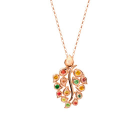         Roségold, Halsschmuck, Tamara Comolli SNOWFLAKES Leaf Anhänger 'Indian Summer' P-SF-L-ClIS-rg