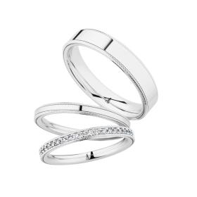 Ringe, Weißgold, Christian Bauer Trauring-Set 0247095-0274451-0274663