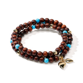         Gelbgold, Armschmuck, Tamara Comolli INDIA Armband mit Snakewood und Türkis Medium B-IND-SWTur-3-m-yg