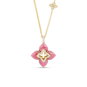 Gelbgold, Halsschmuck, Roberto Coin Venetian Princess Anhänger mit Halskette ADV888CL2489_Y_04