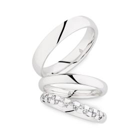 Ringe, Weißgold, Christian Bauer Trauring-Set 0247073-0280171-0280172