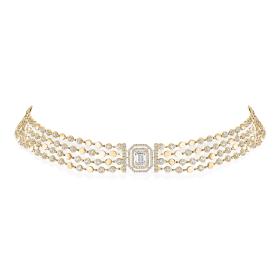 Gelbgold, Halsschmuck, Messika D-Vibes mehrreihiger Choker 12434-YG