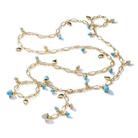 Gelbgold, Halsschmuck, Tamara Comolli Lange MIKADO Kette Turquoise N-M-100-Tur-p-yg