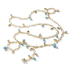 Halsschmuck, Gelbgold, Tamara Comolli Lange MIKADO Kette Turquoise N-M-100-Tur-p-yg