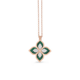 Weißgold, Halsschmuck, Roberto Coin Princess Flower Anhänger mit Halskette ADV888CL1837_RW_01