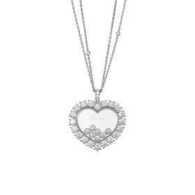 Weißgold, Halsschmuck, Chopard Happy Diamonds Icons Joaillerie Anhänger mit Halskette 79A049-1001