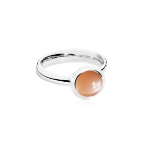 Weißgold, Ringe, Tamara Comolli BOUTON Ring small Brauner Mondstein R-BOU-s-MoBr-wg