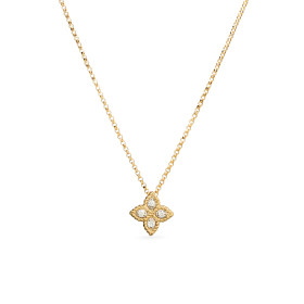         Gelbgold, Halsschmuck, Roberto Coin Princess Flower Anhänger mit Halskette ADR777CL0679_YW