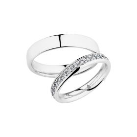 Ringe, Weißgold, Christian Bauer Trauring-Set 0247044-0280145