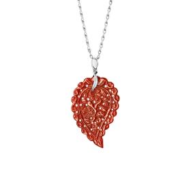 Weißgold, Halsschmuck, Tamara Comolli INDIA Leaf Anhänger medium Onyx terra P-IND-m-Ter-wg