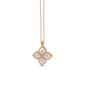         Weißgold, Halsschmuck, Roberto Coin Princess Flower Anhänger mit Halskette ADV888CL1837_RW_02