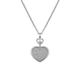 Weißgold, Halsschmuck, Chopard Happy Hearts Anhänger mit Halskette 79A075-1901