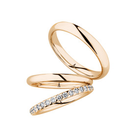 Roségold, Ringe, Christian Bauer Trauring-Set 0247091-0280227-0280226
