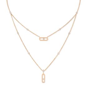 Roségold, Halsschmuck, Messika Move Uno 2 Rangs Kette 08852-PG