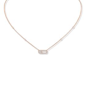 Roségold, Halsschmuck, Messika Move Uno Pavé Halskette 04708-PG
