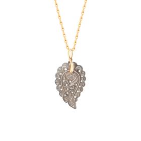 Gelbgold, Halsschmuck, Tamara Comolli INDIA Leaf Anhänger Smoky Quartz P-IND-s-Gre-yg
