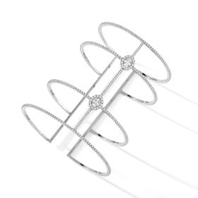 Weißgold, Armschmuck, Messika Glam'Azone Skinny 4 Rangs Pavée Armband 05694-WG