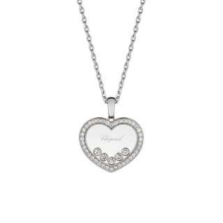 Weißgold, Halsschmuck, Chopard Happy Diamonds Icons Anhänger mit Halskette, Ref: 79A038-1201