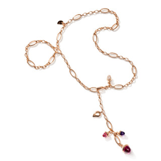 Roségold, Halsschmuck, Tamara Comolli MIKADO Halskette 'Wildberry' mit Diamant-Pavé, Ref: N-M-Del51-WB-p-rg