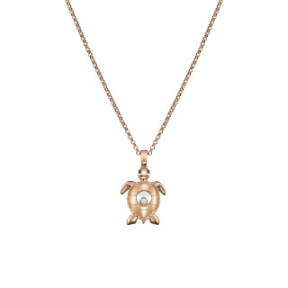 Roségold, Halsschmuck, Chopard Happy Diamonds Schildkröte Anhänger mit Halskette, Ref: 79A187-5001