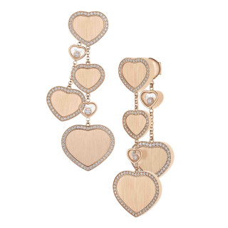 Roségold, Ohrringe, Chopard Happy Hearts Golden Hearts Ohrhänger, Ref: 83A707-5929