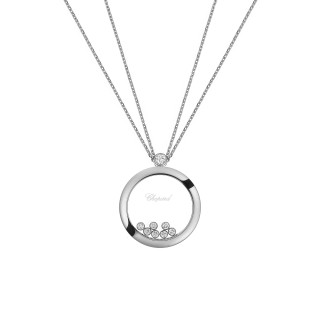 Weißgold, Halsschmuck, Chopard Happy Diamonds Icons Anhänger mit Halskette, Ref: 799450-1001