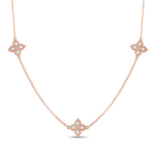 Roségold, Halsschmuck, Roberto Coin Princess Flower Halskette, Ref: ADR777CL1093_RW