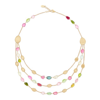 Gelbgold, Halsschmuck, Marco Bicego Lunaria Color Halskette, Ref: CB2879 TM01 Y