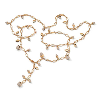 Roségold, Halsschmuck, Tamara Comolli MIKADO Halskette mit Diamant-Pavé, Ref: N-M-100-p-rg