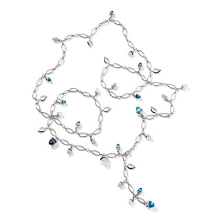 Weißgold, Halsschmuck, Tamara Comolli MIKADO Halskette 'Ocean' mit Diamant-Pavé, Ref: N-M-100-Oce-p-wg