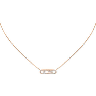 Roségold, Halsschmuck, Messika Move Classique Baby Pavé Halskette, Ref: 04322-PG