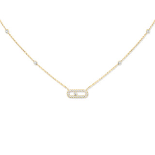 Gelbgold, Halsschmuck, Messika Move Uno Pavé Halskette, Ref: 04708-YG