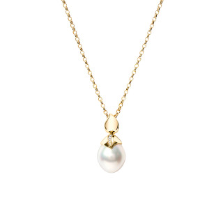 Gelbgold, Halsschmuck, Tamara Comolli PEARL Anhänger mit Diamant-Pavé, Ref: P-PRL-SSP15-p-yg
