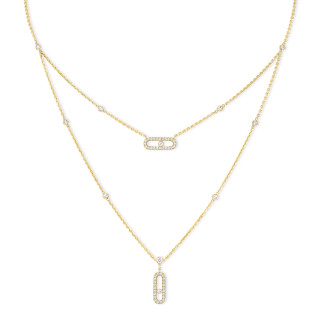 Gelbgold, Halsschmuck, Messika Move Uno Pavé Kette, Ref: 07174-YG