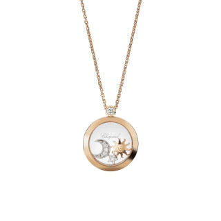 Roségold, Halsschmuck, Chopard Happy Sun, Moon and Stars Anhänger mit Halskette, Ref: 799434-5201
