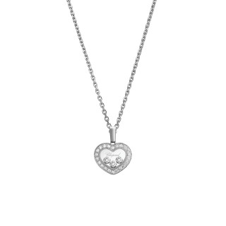 Weißgold, Halsschmuck, Chopard Happy Diamonds Icons Anhänger mit Halskette, Ref: 79A611-1201