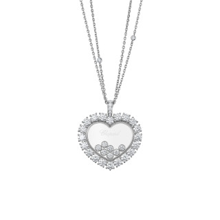 Weißgold, Halsschmuck, Chopard Happy Diamonds Icons Joaillerie Anhänger mit Halskette, Ref: 79A049-1001