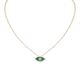 Gelbgold, Halsschmuck, Messika Lucky Eye Malachit Halskette, Ref: 12592-YG