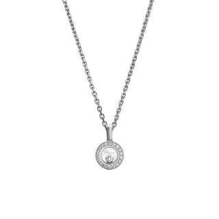 Weißgold, Halsschmuck, Chopard Happy Diamonds Icons Anhänger mit Halskette, Ref: 79A017-1201