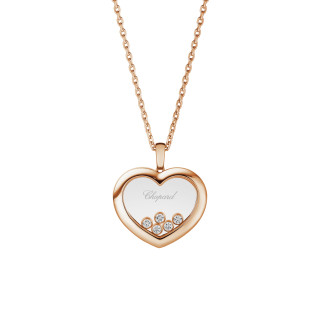 Roségold, Halsschmuck, Chopard Happy Diamonds Icons Anhänger mit Halskette, Ref: 79A039-5001