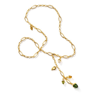 Gelbgold, Halsschmuck, Tamara Comolli MIKADO Halskette 'Rainforest' mit Diamant-Pavé, Ref: N-M-Del51-RF-p-yg