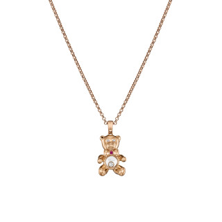 Roségold, Halsschmuck, Chopard Happy Diamonds Teddybär Anhänger mit Halskette, Ref: 79A188-5001