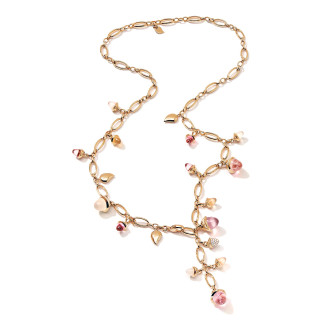 Roségold, Halsschmuck, Tamara Comolli MIKADO Halskette 'Blush' mit Diamant-Pavé, Ref: N-M-56-Blu-p-rg