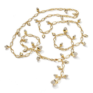 Gelbgold, Halsschmuck, Tamara Comolli MIKADO Halskette mit Diamant-Pavé, Ref: N-M-100-p-yg
